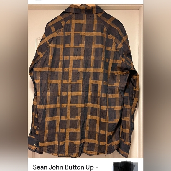 Sean John Big and Tall Plaid long sleeve button up shirt size 4XL - Picture 2 of 5